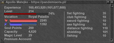 Signature for player Apollo Matejko