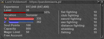 Signature for player Lord Voldemort