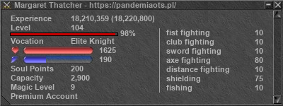 Signature for player Margaret Thatcher