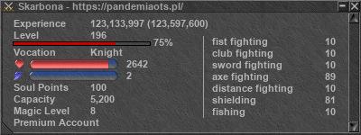 Signature for player Skarbona