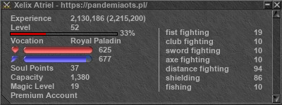 Signature for player Xelix Atriel